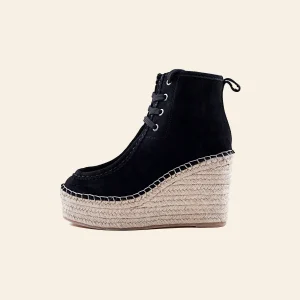 BOTIN CUÑA ALTA SERRAJE CORDONES NEGRO CACUM