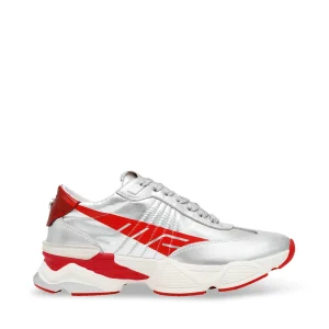 Zapatos Setback plateados con rojo